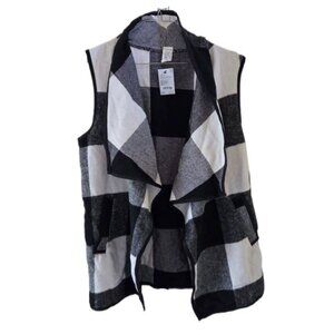 West Loop Women's Sleeveless Buffalo Check Vest Black And White One Size